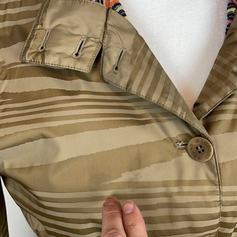 Sport Missoni Tan Wood Grain Printed Belted Lightweight Puffer Jacket sz 42 / US - Picture 6 of 12